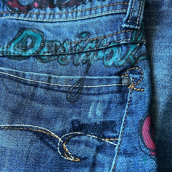 Desigual Floral Painted Straight Leg Jeans - Picture 8 of 9